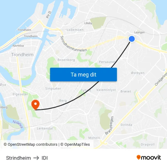 Strindheim to IDI map