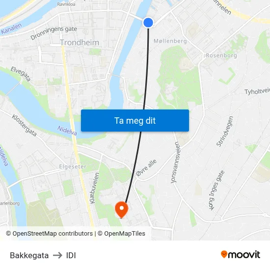 Bakkegata to IDI map