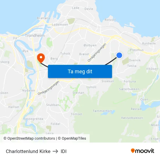 Charlottenlund Kirke to IDI map