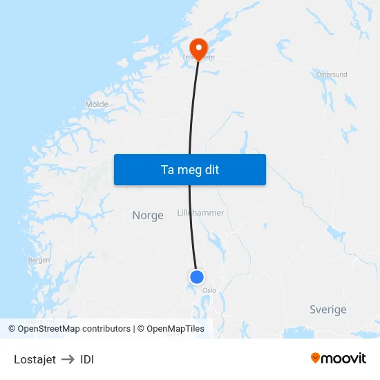 Lostajet to IDI map