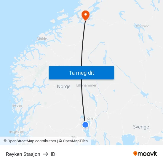 Røyken Stasjon to IDI map