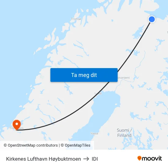 Kirkenes Lufthavn Høybuktmoen to IDI map