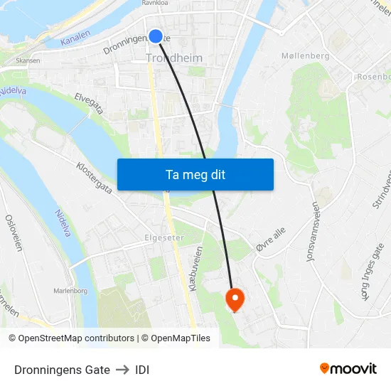 Dronningens Gate to IDI map