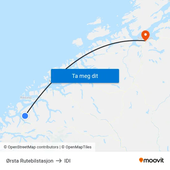 Ørsta Rutebilstasjon to IDI map