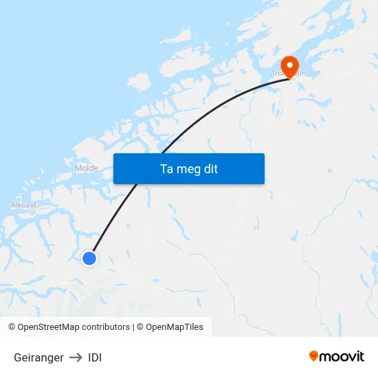 Geiranger to IDI map