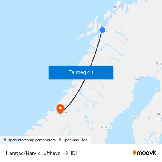 Harstad/Narvik Lufthavn to IDI map