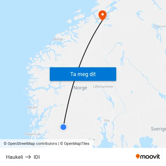 Haukeli to IDI map