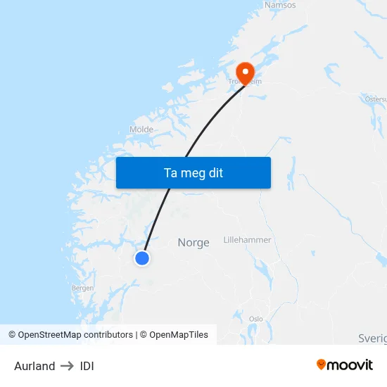 Aurland to IDI map