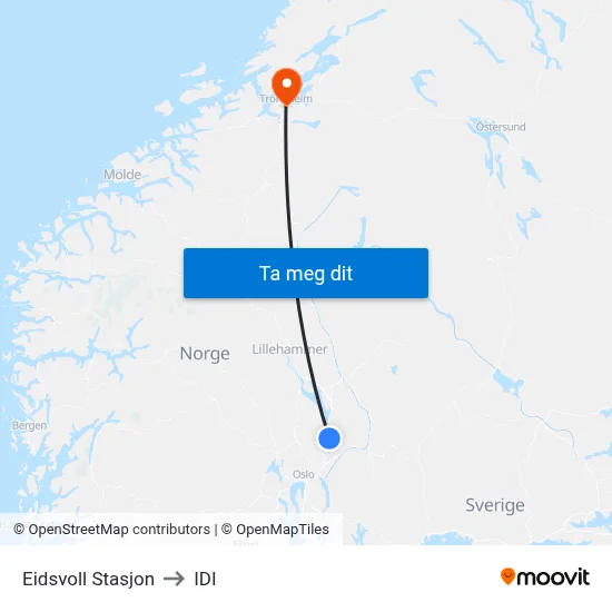 Eidsvoll Stasjon to IDI map