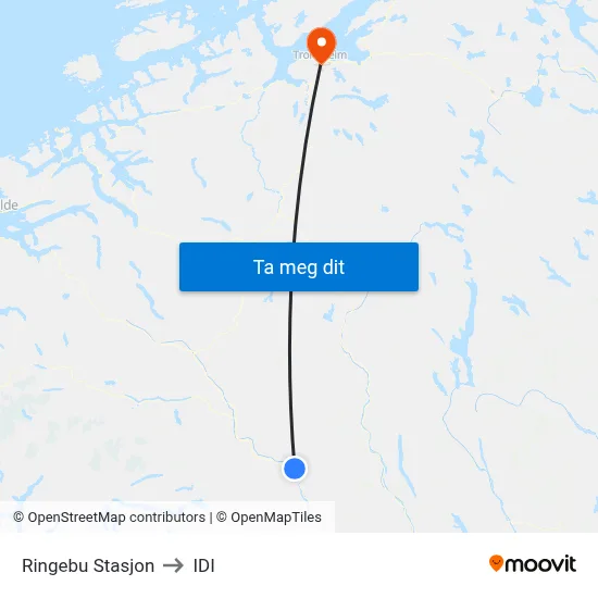 Ringebu Stasjon to IDI map