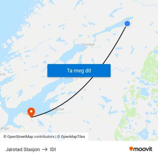 Jørstad Stasjon to IDI map