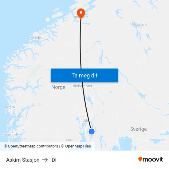 Askim Stasjon to IDI map