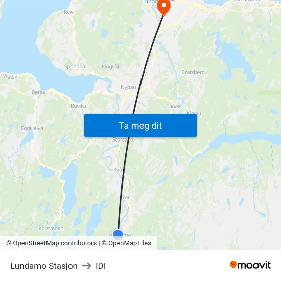 Lundamo Stasjon to IDI map