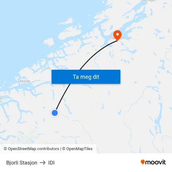Bjorli Stasjon to IDI map