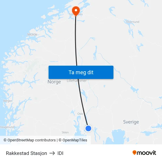 Rakkestad Stasjon to IDI map