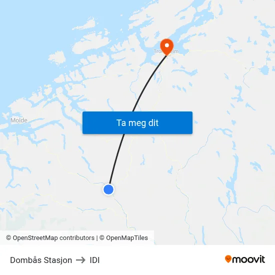 Dombås Stasjon to IDI map