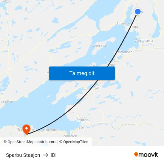 Sparbu Stasjon to IDI map