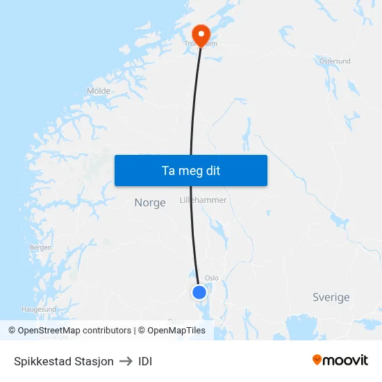 Spikkestad Stasjon to IDI map
