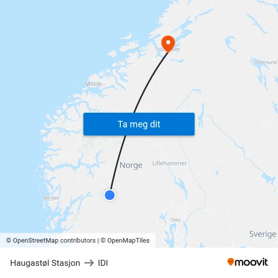 Haugastøl Stasjon to IDI map
