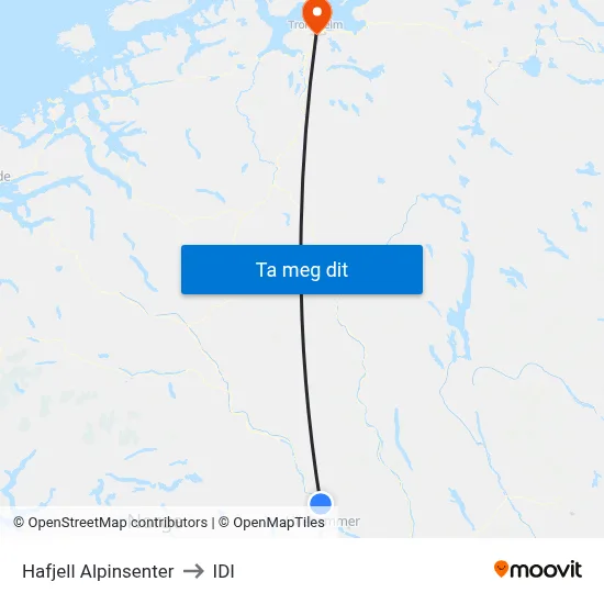 Hafjell Alpinsenter to IDI map