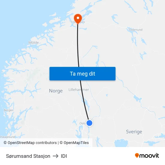 Sørumsand Stasjon to IDI map