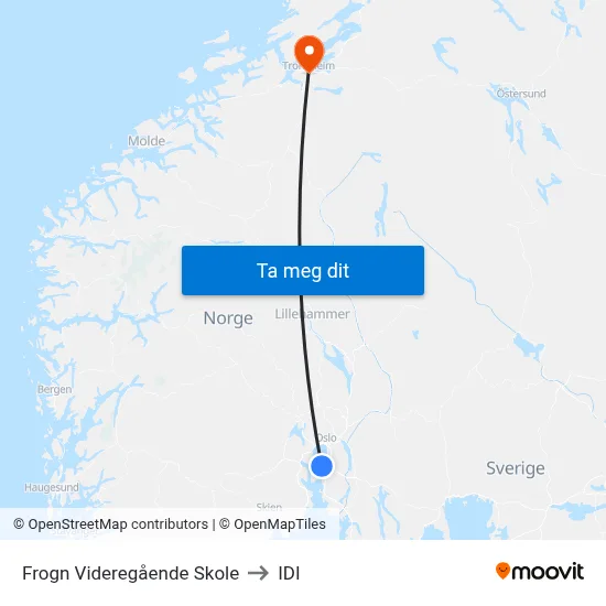 Frogn Videregående Skole to IDI map
