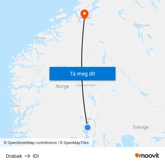 Drøbak to IDI map