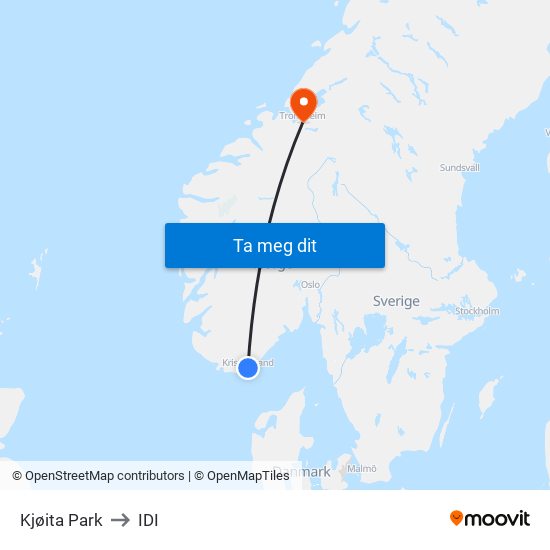 Kjøita Park to IDI map
