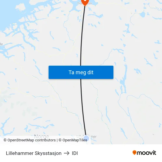 Lillehammer Skysstasjon to IDI map