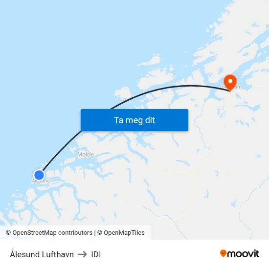 Ålesund Lufthavn to IDI map