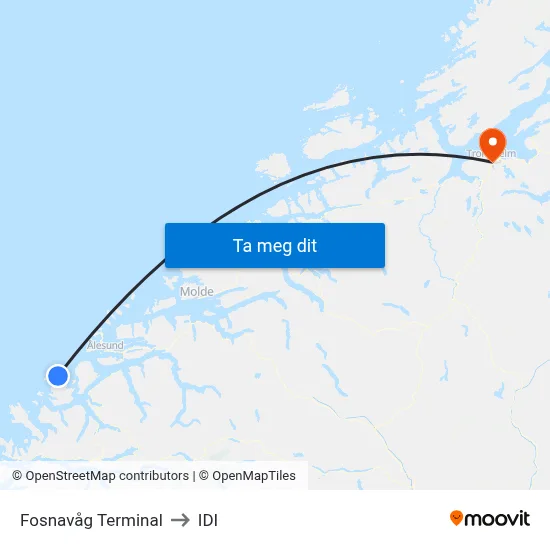 Fosnavåg Terminal to IDI map