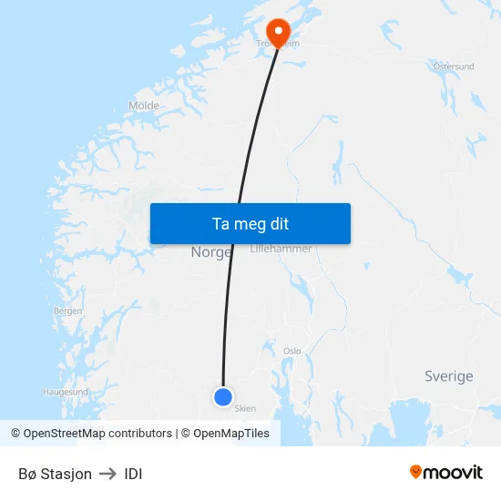 Bø Stasjon to IDI map