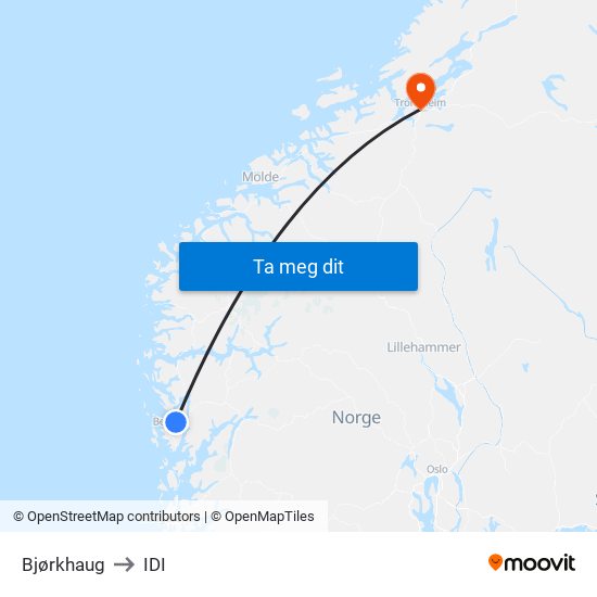 Bjørkhaug to IDI map