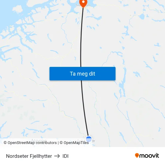 Nordseter Fjellhytter to IDI map