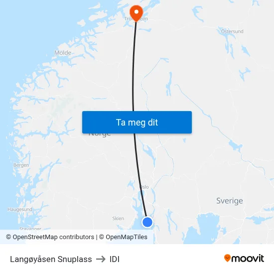 Langøyåsen Snuplass to IDI map
