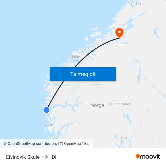 Eivindvik Skule to IDI map