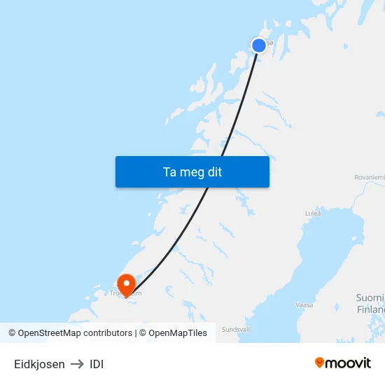 Eidkjosen to IDI map
