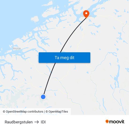 Raudbergstulen to IDI map