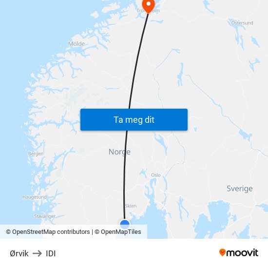 Ørvik to IDI map