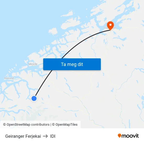 Geiranger Ferjekai to IDI map