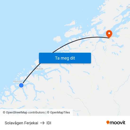 Solavågen Ferjekai to IDI map