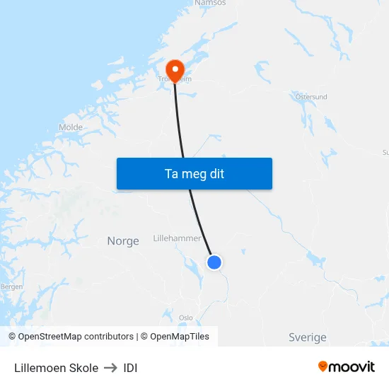 Lillemoen Skole to IDI map