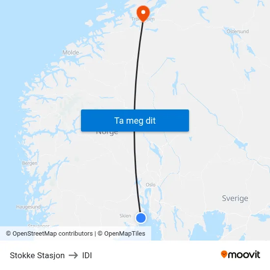 Stokke Stasjon to IDI map