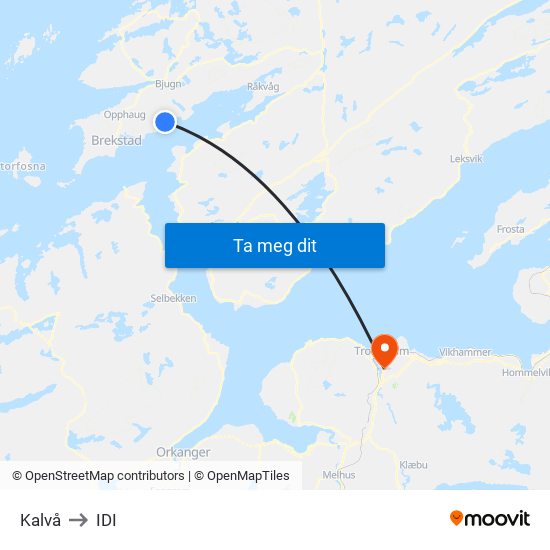 Kalvå to IDI map