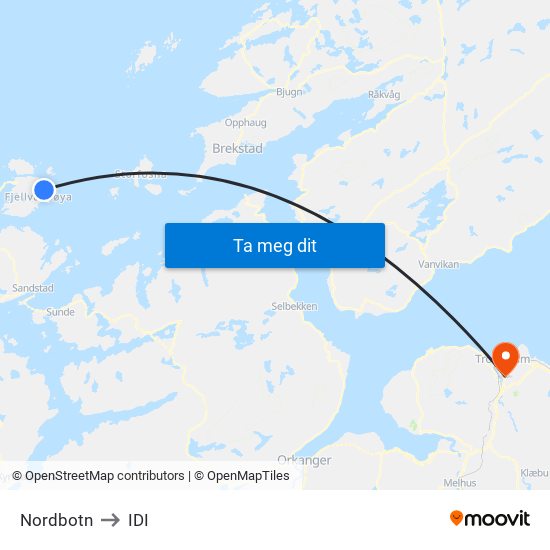 Nordbotn to IDI map