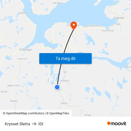 Krysset Sletta to IDI map