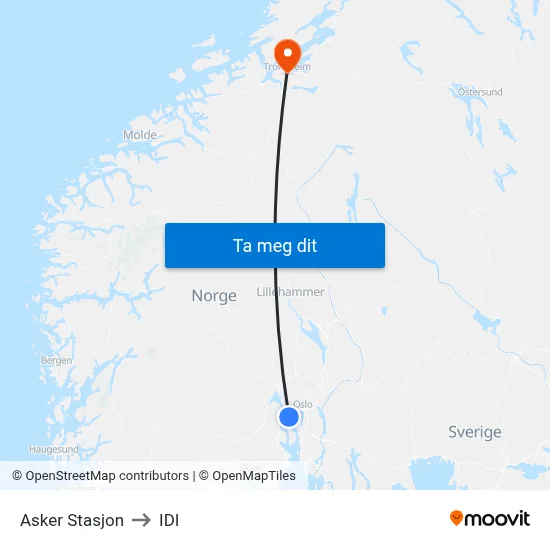 Asker Stasjon to IDI map