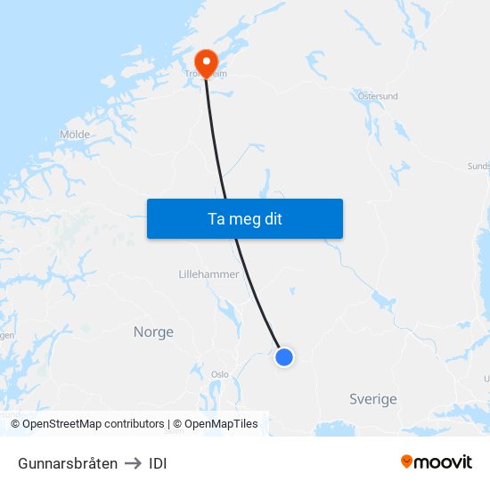 Gunnarsbråten to IDI map