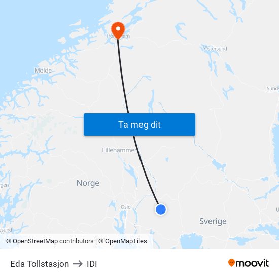 Eda Tollstasjon to IDI map