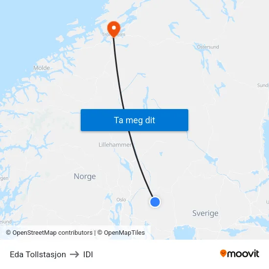 Eda Tollstasjon to IDI map